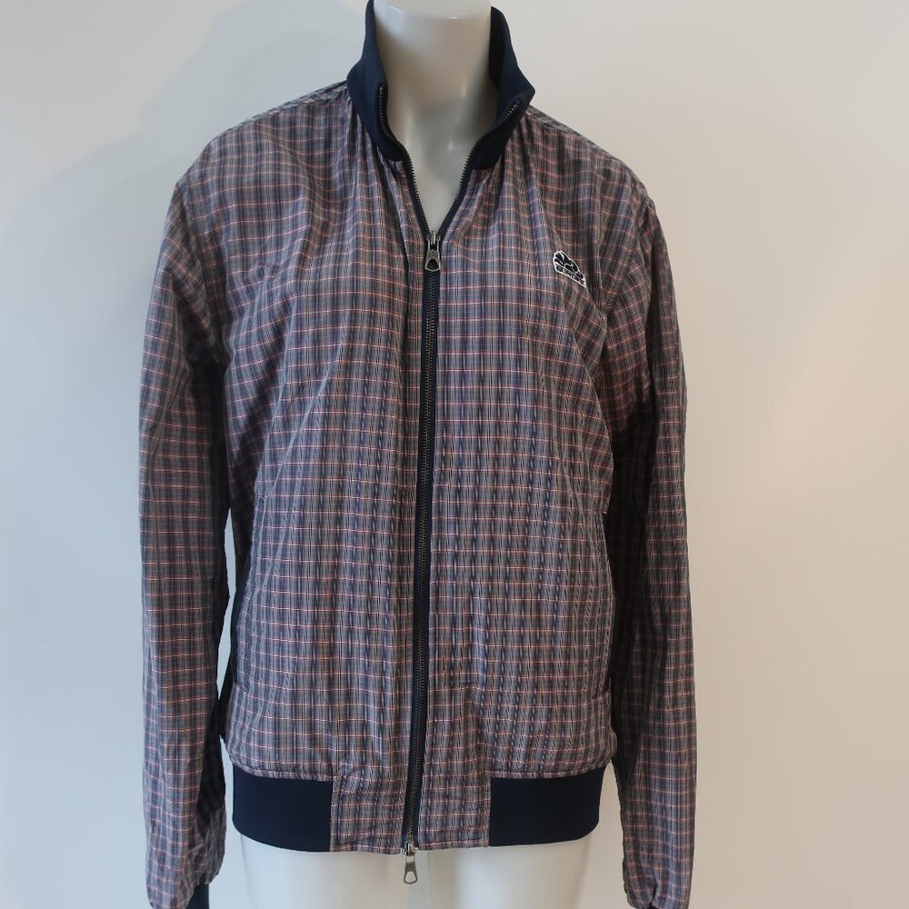 Mens Sundek Navy Blue Red White Plaid Zip Bomber Jacket XXL
